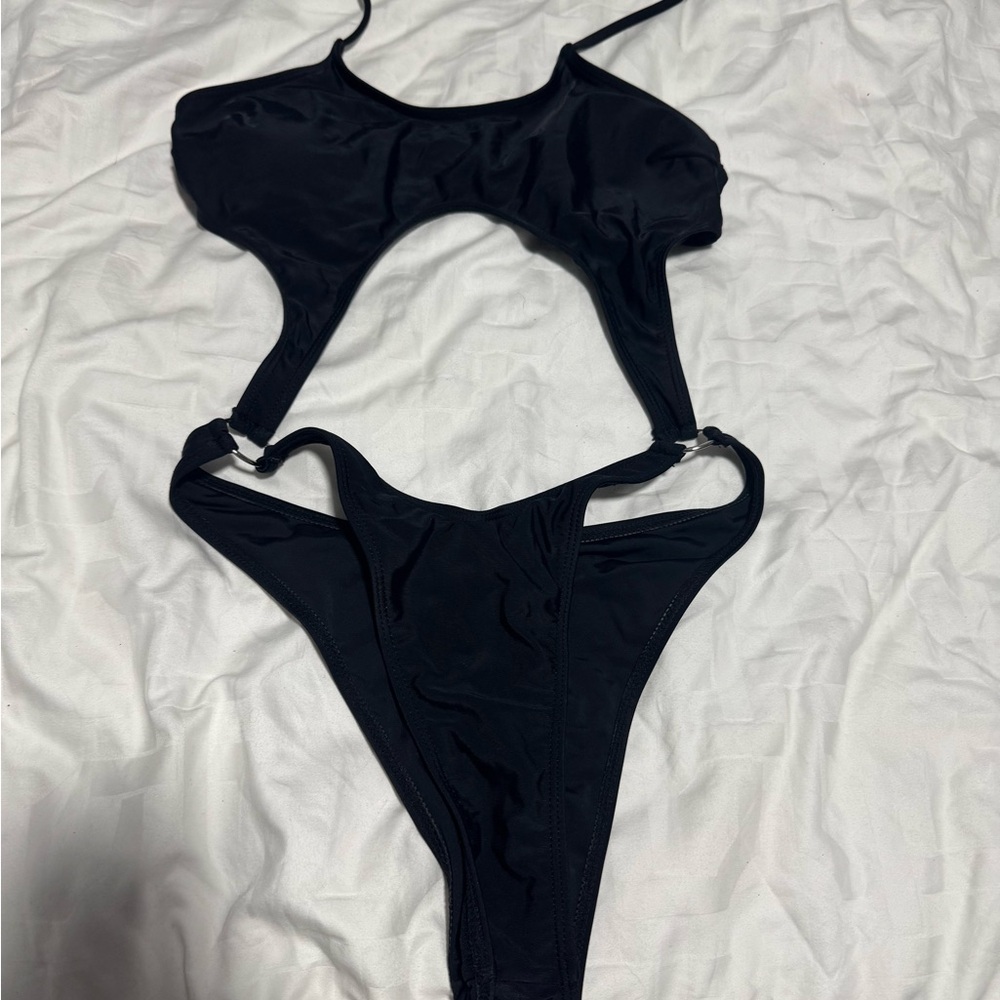 Black Cut-Out bodysuit and leg harness
